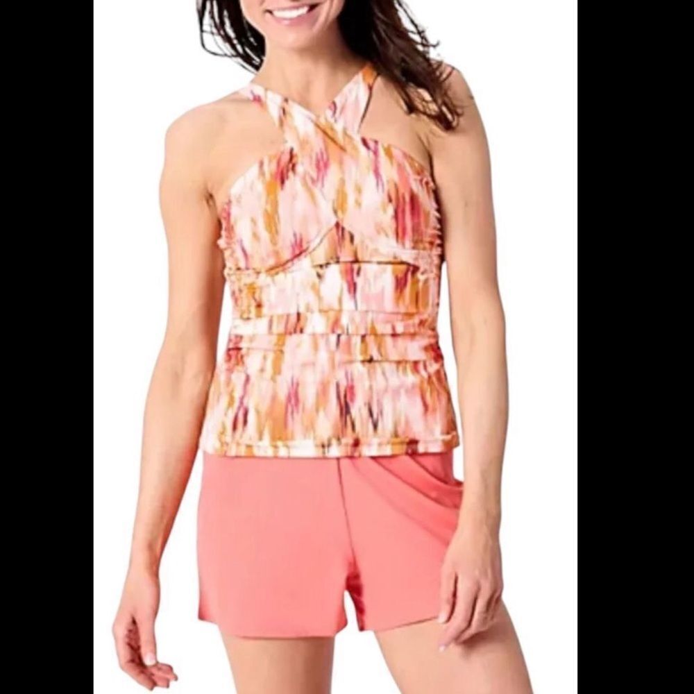 Denim & Co Beach Halter Style Tankini Swimsuit Sz 12